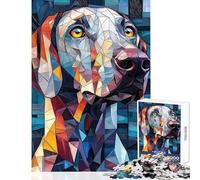 Puzzle da 1000 pezzi per adulti con ritratto di cane in stile geometrico rompicapo gioco stimolante decorazione da parete ideale per rafforzare l'amore tra le coppie (50x75cm)