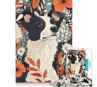 Puzzle da 1000 pezzi per adulti con ritratto di cane in un ambiente floreale, gioco educativo, allena la mente e la mano, migliora l'amore tra le coppie 50x75cm