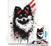 Puzzle da 1000 pezzi per adulti con ritratto di cane Pomerania gioco impossibile analisi e logica per rafforzare l'amore tra le coppie 38x26cm