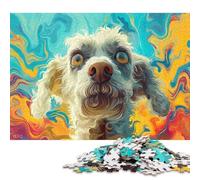 Puzzle da 1000 pezzi per adulti con ritratto di cane psichedelico, puzzle per bambini, puzzle in legno, giocattoli per l'intrattenimento della famiglia, 1000 pezzi (75x50 cm)