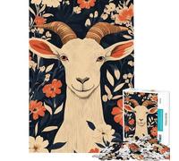 Puzzle da 1000 pezzi per adulti con ritratto di capra e fiori ideale per stimolare la mente per attività in famiglia e giochi educativi Adatto a partire dai 14 anni (38x52cm)