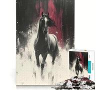 Puzzle da 1000 pezzi per adulti con ritratto di cavallo in stile drammatico e sfondo astratto, decorazione murale, attività interattive per genitori e figli, regalo di Natale o compleanno 38x52cm