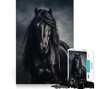 Puzzle da 1000 pezzi per adulti con ritratto di cavallo nero,ideale per giochi di squadra,risoluzione di problemi,divertimento rilassante e decorazione natalizia 38x52cm