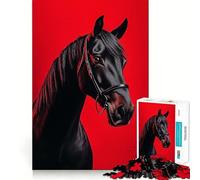 Puzzle da 1000 pezzi per adulti con ritratto di cavallo nero,intagli precisi,divertente gioco di logica e pensiero,ideale per il tempo libero,con scena natalizia 50x75cm