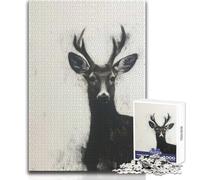 Puzzle da 1000 pezzi per adulti con ritratto di cervo a carboncino, gioco educativo per famiglie, regali per donne, regali di Babbo Natale segreto, dimensioni 38x26cm