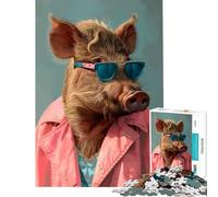 Puzzle da 1000 pezzi per adulti con ritratto di cinghiale a Miami gioco rilassante ed educativo ideale come sfida o regalo per il Secret Santa (dimensioni 38x52cm) Decorazione perfetta