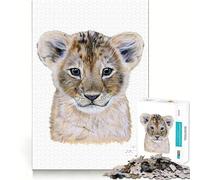 Puzzle da 1000 pezzi per adulti con ritratto di cucciolo di leone,taglio preciso,decorazione,gioco divertente,per il tempo libero,regalo di compleanno,hobby (50x75cm)