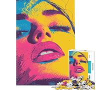 Puzzle da 1000 pezzi per adulti con ritratto di donna in stile Pop Art giocattolo decorativo da parete divertente e spiritoso ideale come regalo di compleanno o per occasioni speciali (38x52cm)