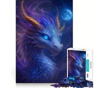 Puzzle da 1000 pezzi per adulti con ritratto di drago celeste,bordi netti,gioco creativo per la mente,gioco lento,divertente,regalo di Natale rilassante (50x75cm)