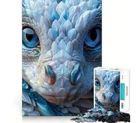 Puzzle da 1000 pezzi per adulti con ritratto di drago dagli occhi azzurri,disegno finemente intagliato,gioco per la concentrazione mentale,gioco per momenti di tranquillità,attività per compleanno