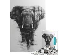 Puzzle da 1000 pezzi per adulti con ritratto di elefante giocattolo educativo per l'apprendimento gioco per famiglie difficile ideale come regalo di Babbo Natale segreto (dimensioni 38x26cm)