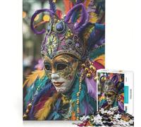 Puzzle da 1000 pezzi per adulti con ritratto di figura mascherata di Carnevale gioco impossibile divertente attività da fare in casa adatto come decorazione da scrivania 38x52cm