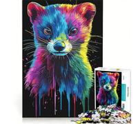 Puzzle da 1000 pezzi per adulti con ritratto di furetto in stile pop art arcobaleno gioco rilassante decorazione per la casa ideale come regalo per tutta la famiglia 50x75cm