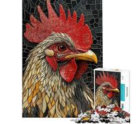 Puzzle da 1000 pezzi per adulti con ritratto di gallo a mosaico gioco pratico per passare il tempo durante le vacanze compleanno e Natale (dimensioni 38x26cm)