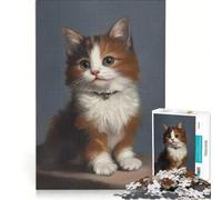 Puzzle da 1000 pezzi per adulti con ritratto di gattino calico, gioco educativo, sfida impegnativa, per rafforzare l'amore tra le coppie, 50x75cm