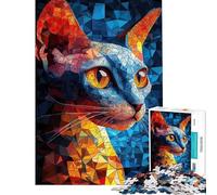Puzzle da 1000 pezzi per adulti con ritratto di gatto a mosaico Gioco divertente e antistress per adulti ideale per l'interazione genitore-figlio (dimensioni 50x75cm)