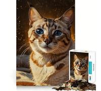 Puzzle da 1000 pezzi per adulti con ritratto di gatto del Bengala,assemblaggio preciso,divertente,gioco intelligente,regalo per momenti di pace,decorazione per compleanno (38x26cm)