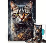 Puzzle da 1000 pezzi per adulti con ritratto di gatto dipinto ad olio,incastri lisci,divertente puzzle logico,gioco casual,scena natalizia (38x52cm)