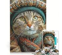 Puzzle da 1000 pezzi per adulti con ritratto di gatto vestito, gioco rompicapo, decorazione perfetta, compleanno e Natale 38x52cm