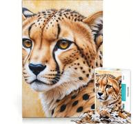 Puzzle da 1000 pezzi per adulti con ritratto di ghepardo su sfondo dorato, gioco impossibile, ideale per passare il tempo durante le vacanze, regalo di compleanno o di viaggio 38x52cm
