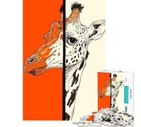 Puzzle da 1000 pezzi per adulti con ritratto di giraffa diviso gioco educativo e sfida un'opera d'arte da regalare (dimensioni 38x52cm)