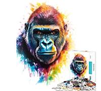 Puzzle da 1000 pezzi per adulti con ritratto di gorilla colorato gioco intellettuale gioco impossibile educativo regalo di Babbo Natale segreto (dimensioni 50x75cm)