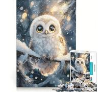 Puzzle da 1000 pezzi per adulti con ritratto di gufo delle nevi gioco rompicapo stimolante da completare per rafforzare l'amore tra le coppie 38x52cm