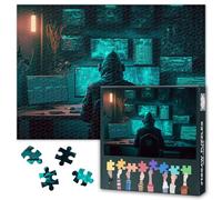 Puzzle da 1000 pezzi, per adulti, con ritratto di hacker, Cyber Security | Cyber Security - Poster decorativo da parete con volto hacker nascosto, dimensioni 70 x 50 cm