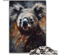 Puzzle da 1000 pezzi per adulti con ritratto di koala dipinto a olio in legno, regalo perfetto per genitori, amanti e amici - età 14+ 50x75cm per gioco interattivo per famiglie