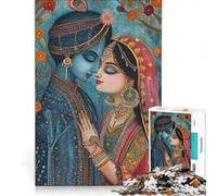 Puzzle da 1000 pezzi per adulti con ritratto di Krishna e Radha gioco per famiglie rilassante e stimolante per la mente collezione d'artista belle arti 50x75cm
