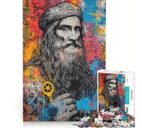 Puzzle da 1000 pezzi per adulti con ritratto di Leonardo Da Vinci giocattolo fai-da-te assemblaggio di modelli collezione d'artista belle arti 38x26cm