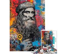 Puzzle da 1000 pezzi per adulti con ritratto di Leonardo Da Vinci gioco educativo per famiglie sfida regalo di Babbo Natale segreto migliora la memoria (dimensioni 38x26cm)