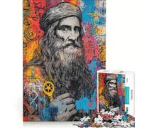 Puzzle da 1000 pezzi per adulti con ritratto di Leonardo Da Vinci un gioco rilassante divertente e spiritoso ideale come regalo 38x52cm