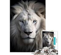 Puzzle da 1000 pezzi per adulti con ritratto di leone bianco gioco intellettuale gioco impossibile educativo regalo di Babbo Natale segreto (dimensioni 38x26cm)