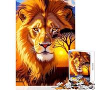 Puzzle da 1000 pezzi per adulti con ritratto di leone e tramonto africano ideale per il relax regalo di compleanno o come giocattolo educativo (38x26cm)