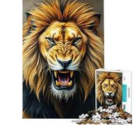 Puzzle da 1000 pezzi per adulti con ritratto di leone ruggente gioco pratico per adulti ideale come regalo per donne o per tutta la famiglia (dimensioni 38x52cm)