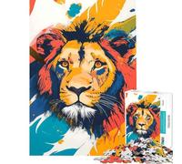 Puzzle da 1000 pezzi per adulti con ritratto di leone su sfondo astratto Gioco impegnativo e stimolante per tutta la famiglia adatto a partire dai 14 anni (38x52cm)