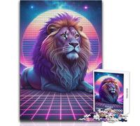 Puzzle da 1000 pezzi per adulti con ritratto di leone Synthwave, ma anche un gioco educativo divertente e umoristico, regalo per donne e uomini (dimensioni 38x52cm)