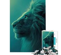 Puzzle da 1000 pezzi per adulti con ritratto di leone turchese Divertimento a casa taglio di precisione gioco pratico adatto a partire dai 14 anni (38x26cm)