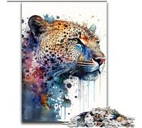 Puzzle da 1000 pezzi per adulti con ritratto di leopardo, attività divertente per tutta la famiglia, sfida per il cervello, regalo perfetto per adolescenti (dimensioni: 50x75cm)