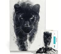 Puzzle da 1000 pezzi per adulti con ritratto di leopardo nero,decorazione pulita e adattabile,attività stimolante per la mente,gioco rilassante,regalo festivo per il tempo libero 38x26cm