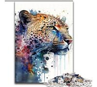 Puzzle da 1000 pezzi per adulti con ritratto di leopardo, perfetto per il divertimento in famiglia a Natale, Ringraziamento, compleanni e Pasqua (dimensioni: 26x38cm)