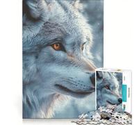 Puzzle da 1000 pezzi per adulti con ritratto di lupo dallo sguardo intenso gioco divertente stimolante da completare per rafforzare l'amore tra le coppie 50x75cm