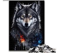 Puzzle da 1000 pezzi per adulti con ritratto di lupo grigio, perfetto per il divertimento in famiglia, perfetto per le vacanze e le serate di gioco interattive (dimensioni: 26x38cm)