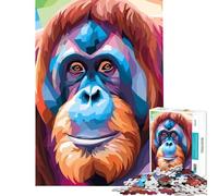 Puzzle da 1000 pezzi per adulti con ritratto di orango colorato gioco intellettuale rompicapo analisi e logica regalo per donne e uomini (dimensioni 38x26cm)
