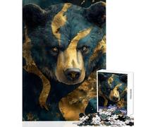 Puzzle da 1000 pezzi per adulti con ritratto di orso dorato gioco divertente antistress decorazione per la casa giocattolo per rafforzare l'amore tra le coppie (38x26cm)