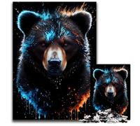 Puzzle da 1000 pezzi per adulti con ritratto di orso nero, perfetto per il divertimento in famiglia, giochi di società, bomboniere per feste di compleanno, 26x38cm/10,23x14,96 pollici