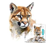 Puzzle da 1000 pezzi per adulti con ritratto di puma ad acquerello gioco educativo e stimolante antistress e regalo divertente (dimensioni 50x75cm)