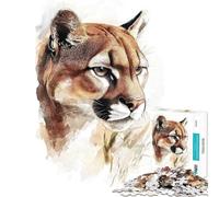 Puzzle da 1000 pezzi per adulti con ritratto di puma ad acquerello gioco educativo rompicapo sfida impegnativa gioco per famiglie (50x75cm)