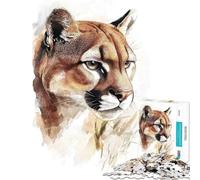 Puzzle da 1000 pezzi per adulti con ritratto di puma ad acquerello Puzzle educativo da 1000 pezzi decorazione perfetta gioco stimolante e divertimento per tutta la famiglia (38x52cm)